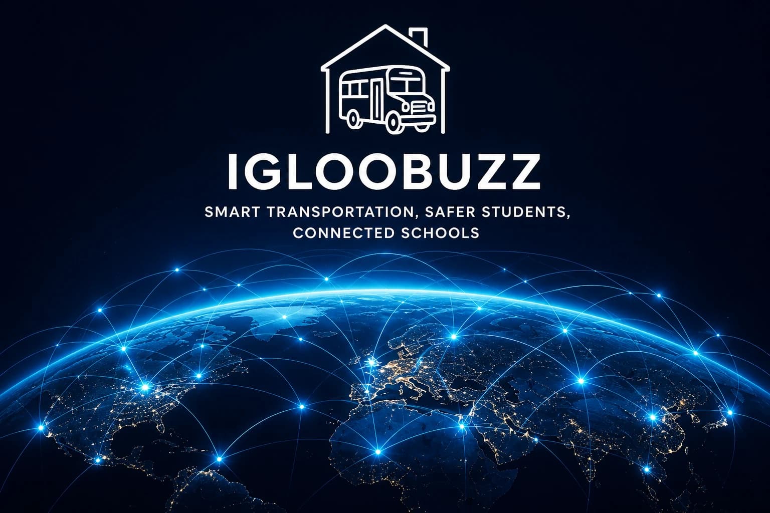 Igloobuzz wordmark over a globe of connected school networks